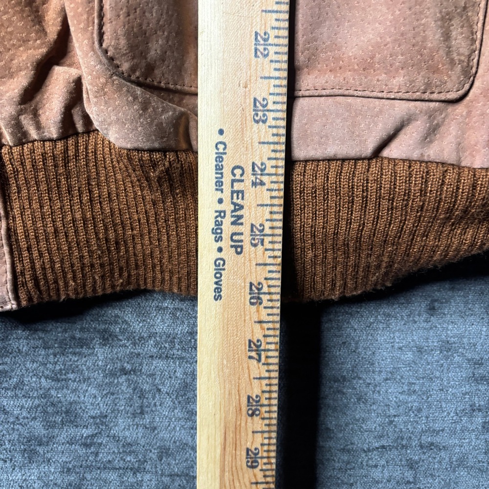 Vintage JLC Suede Leather Bomber Jacket Mens Large Brown Flight Coat Aviator - Picture 11 of 13